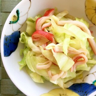 キャベツとカニカマのレンジ蒸し